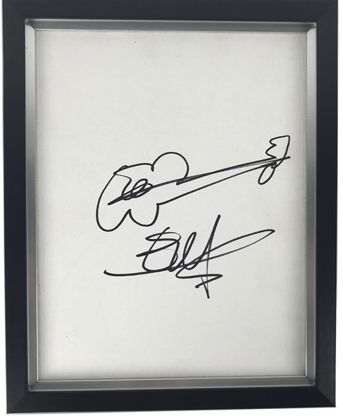 U2: The Edge Signed & Hand Drawn 13" x 16" Guitar Sketch (JSA)