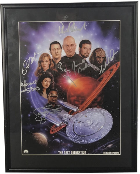 Star Trek "The Next Generation" Cast Signed 12" x 14" Keith Birdsong Lithograph (Beckett/BAS Guaranteed)