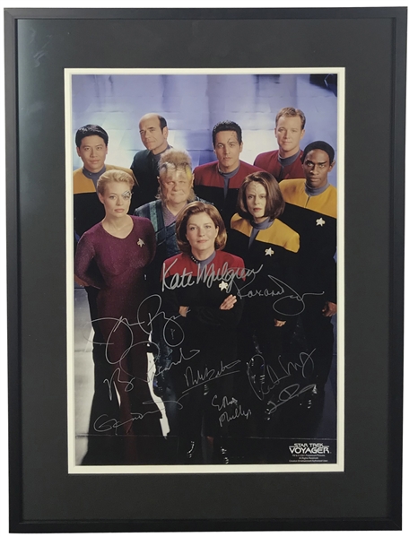 Star Trek Voyager Cast Signed 11" x 14" Color Photograph w/ 9 Signatures! (Beckett/BAS Guaranteed)