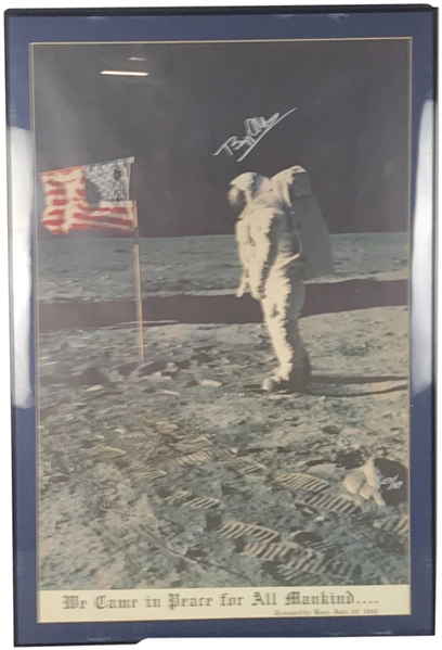 Buzz Aldrin Impressive Over-Sized 22" x 33" Signed "We Came in Peace for All Mankind" Poster (Beckett/BAS Guaranteed)