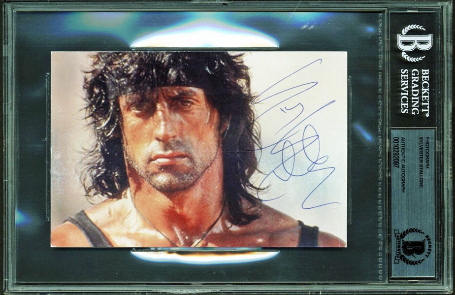 Sylvester Stallone Signed 4" x 6" Photo as "Rambo" with Superb Autograph (Beckett/BAS Encapsulated)