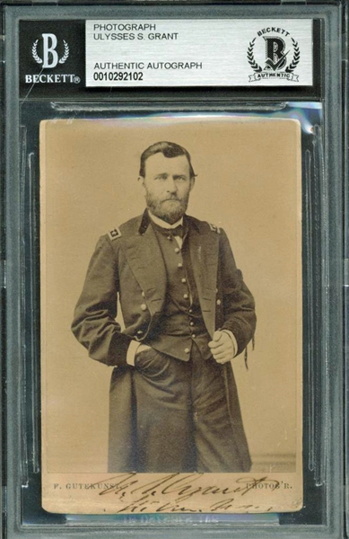President Ulysses S. Grant Signed CDV Portrait Photo as Civil War Union General (Beckett/BAS Encapsulated)