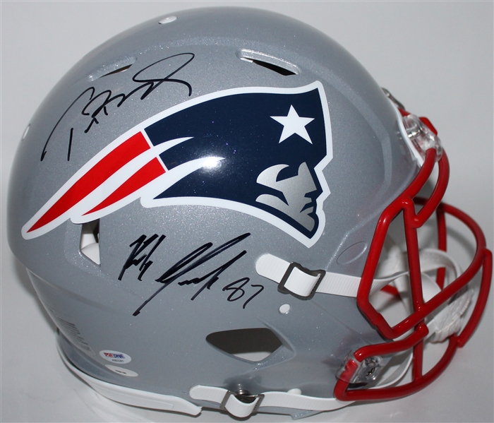 Tom Brady & Rob Gronkowski Dual-Signed PROLINE Speed-Style New England Patriots Helmet (PSA/DNA)