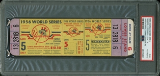 RARE 1956 World Series Full Game 5 Ticket - Don Larsens Perfect Game! (PSA Encapsulated)