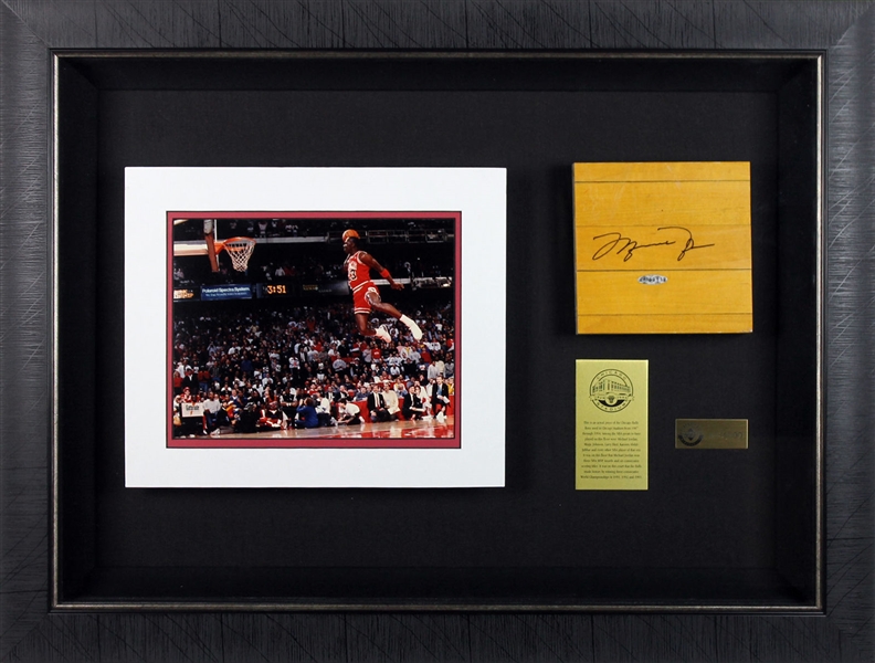 Michael Jordan Ltd. Ed. Signed Chicago Stadium Floorboard in Custom Framed Display (UDA)