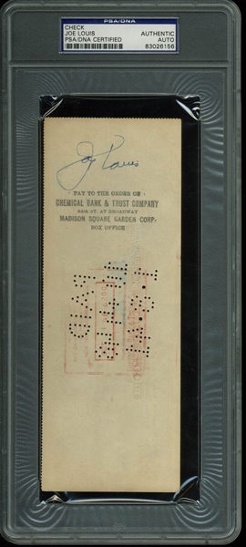 Joe Louis Signed 1948 Payroll Check from Twentieth Century Sporting Club (PSA/DNA Encapsulated)