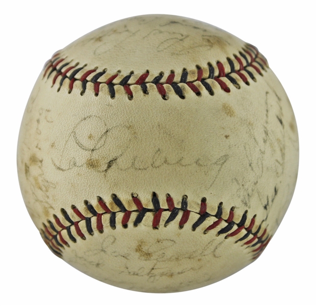 1935 Yankees Team-Signed Yankees League Baseball w/ Gehrig on the Sweet Spot! (PSA/DNA)