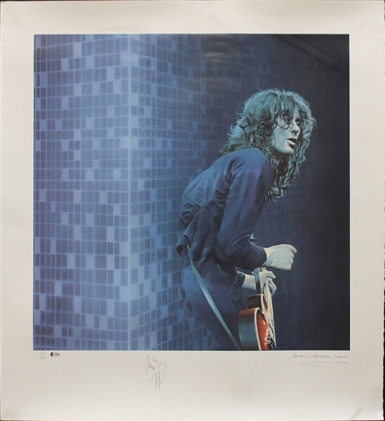 Led Zeppelin: Jimmy Page Ltd. Ed. Signed 30" x 33" Art Print - BAS/Beckett Graded GEM MINT 10!