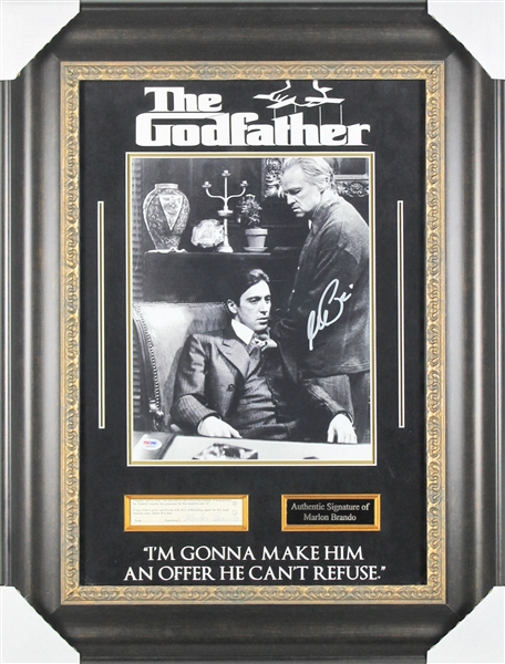 The Godfather Rare Dual-Signed Signature Display w/ Marlon Brando & Al Pacino (BAS/Beckett)