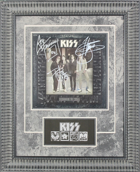 KISS Group-Signed "Dressed to Kill" Album Cover w/ Simmons, Criss, Stanley & Frehley in Custom Framed Display (BAS/Beckett)