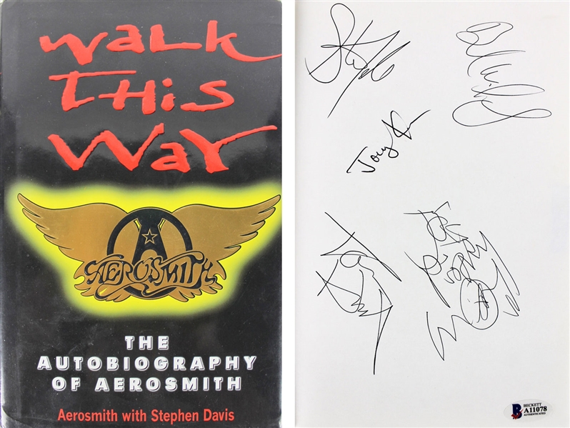 Aerosmith Band Signed "Walk This Way" 1st Edition Hardcover Book (BAS/Beckett)