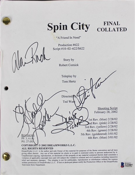 Spin City Rare Cast Signed Original Used Script with Sheen, Richards, Locklear, & Ruck (BAS/Beckett)