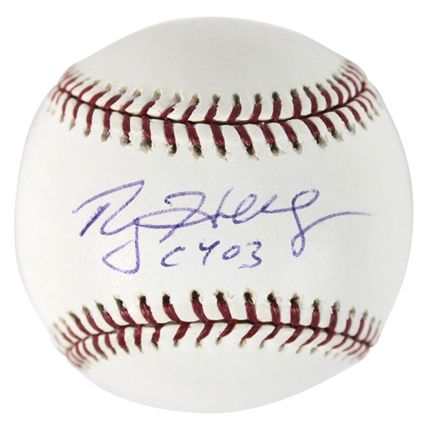 Roy Halladay Signed OML Baseball w/ "Cy 03" Inscription (JSA)