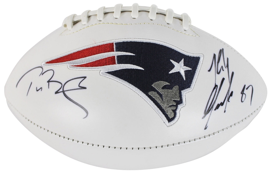 Tom Brady & Rob Gronkowski Dual-Signed White Panel Patriots Logo Football (Fanatics)