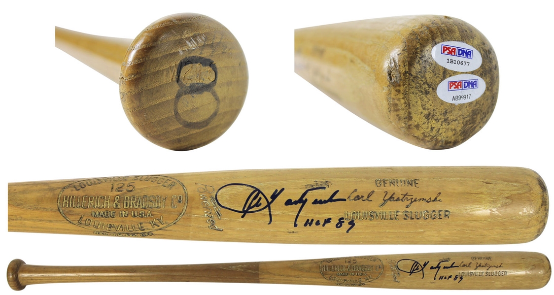 Carl Yastrzemski Game Used & Signed H&B Louisville Slugger Baseball Bat (PSA/DNA Graded GU 6)