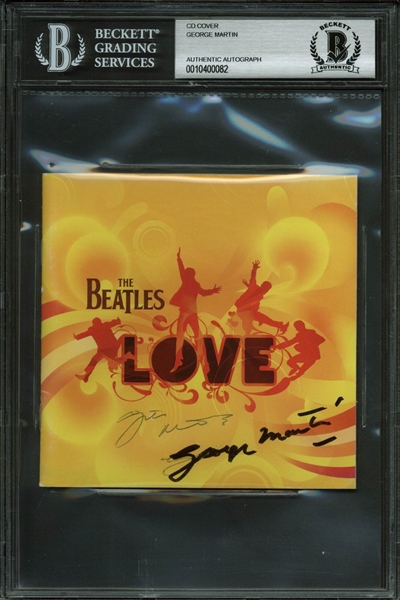 The Beatles: George Martin Signed "Love" CD Cover (BAS/Beckett Encapsulated)