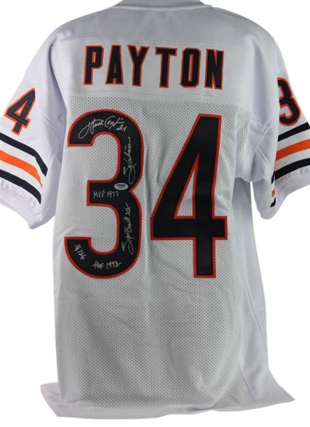Walter Payton Signed Chicago Bears Jersey w/ 5 Handwritten Career Stats (PSA/DNA)