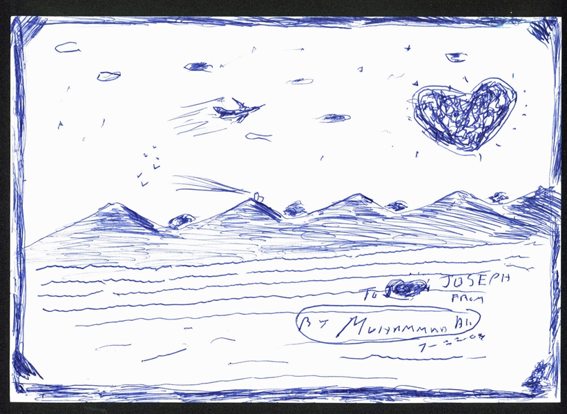 Muhammad Ali Rare 7.25" x 10.5" Oversized Signed & Hand-Drawn Sketch (BAS/Beckett)
