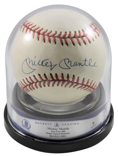 Mickey Mantle Signed OAL Baseball - BAS/Beckett Graded MINT 9!