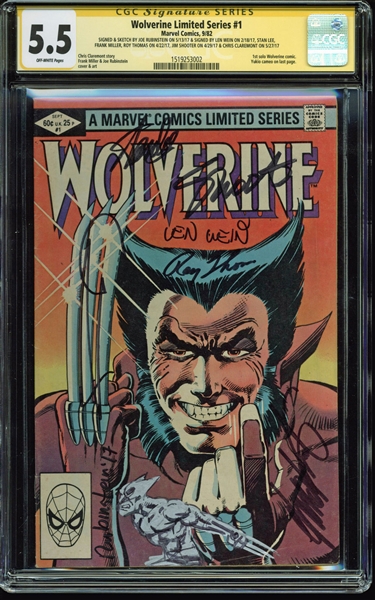 Marvels Wolverine Limited Series #1 Comic Multi-Signed by Stan Lee, Joe Rubinstein, and Others (CGC 5.5)