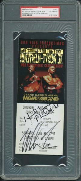 Mike Tyson & Evander Holyfield Rare Dual-Signed 1997 Evander vs. Holyfield II Fight Ticket (PSA/DNA Encapsulated)