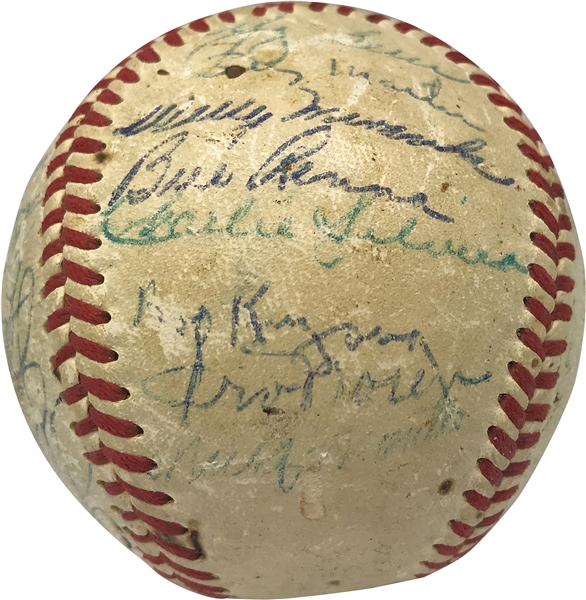 1953 New York Yankees Team Signed OAL Baseball w/ Mantle, Berra, Martin & More! (JSA)