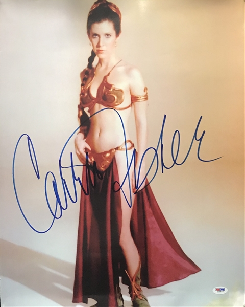 Star Wars: Carrie Fisher Signed 16" x 20" Slave Leia Photograph w/ MASSIVE Autograph! (PSA/DNA)