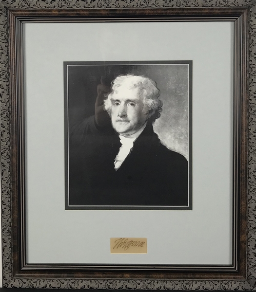 Thomas Jefferson Near-Mint Signed & Framed 1.25" x 3" Document Clipping (Beckett/BAS)
