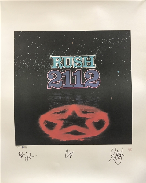 RUSH: Group Signed "2112" 18" x 24" Lithograph w/ All Three Members! (Beckett/BAS)