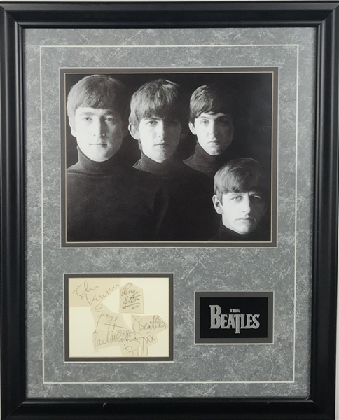 The Beatles Group Signed & Framed c. 1962 Album Pages Display w/ All Four Members! (Beckett/BAS)