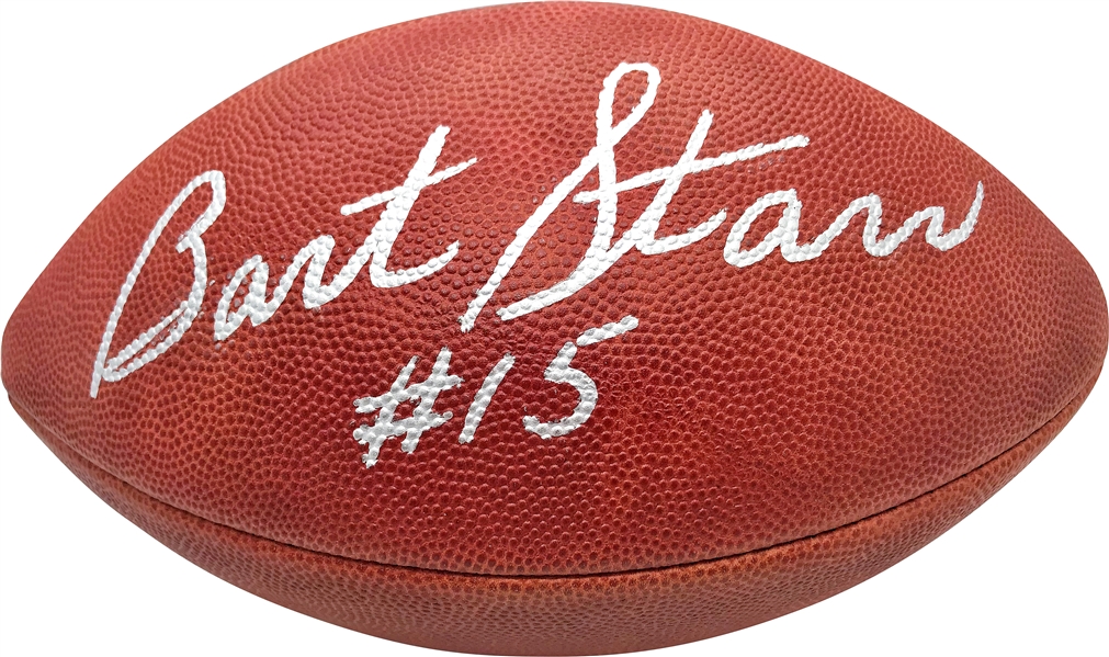Bart Starr Near-Mint Signed Leather ESPN Football (Beckett/BAS)