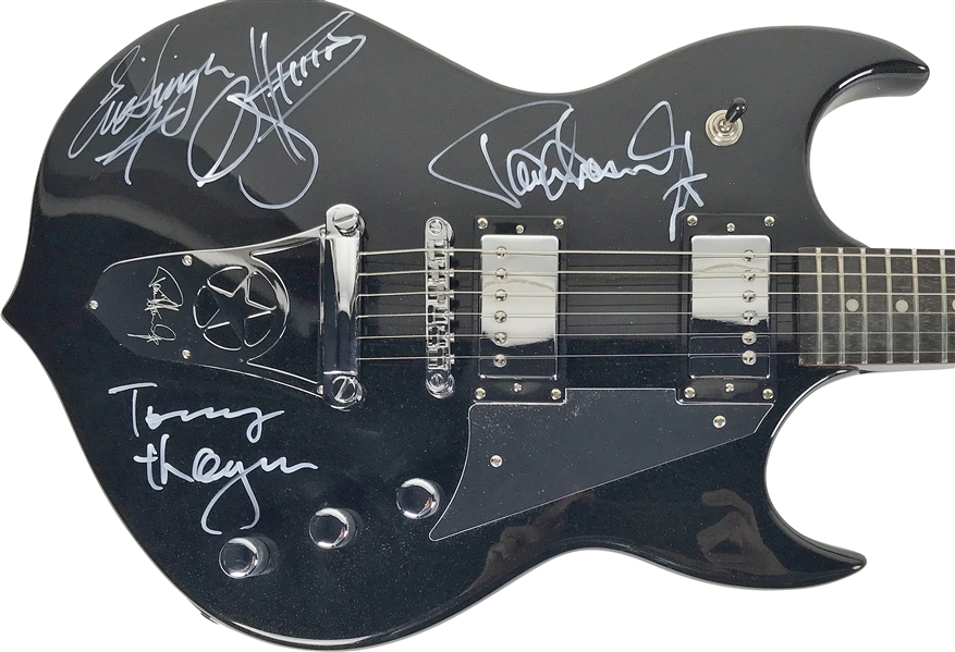 KISS: Exceptional Group Signed Paul Stanley Personal Model Silvertone Guitar w/ 4 Signatures! (Beckett/BAS)
