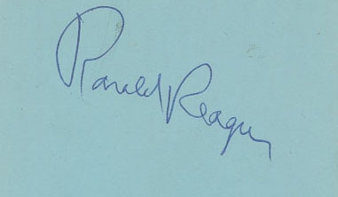 President Ronald Reagan Near-Mint Signed 2" x 3.5" Album Page (Beckett/BAS)
