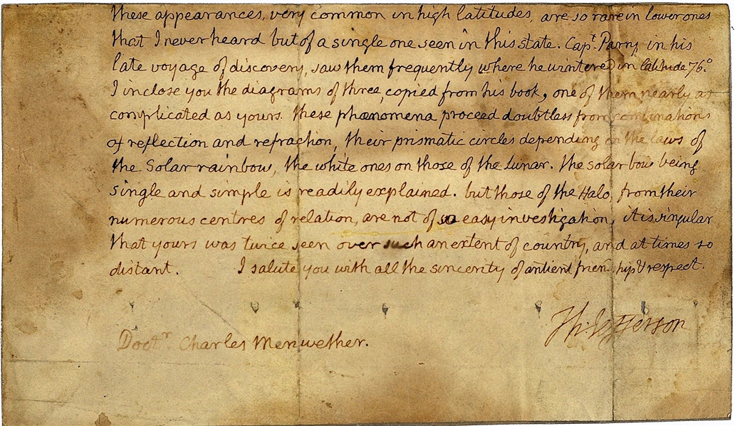 President Thomas Jefferson Signed & Hand Written Letter Segment w/ Solar Content! (Beckett/BAS)