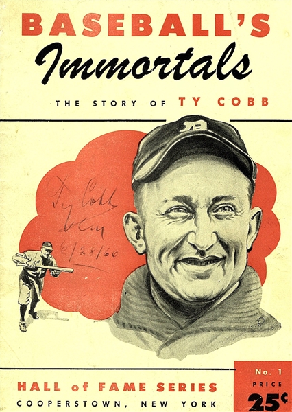 Ty Cobb Rare Signed 1953 Hall of Fame "Baseball Immortals" Cooperstown Booklet (JSA)