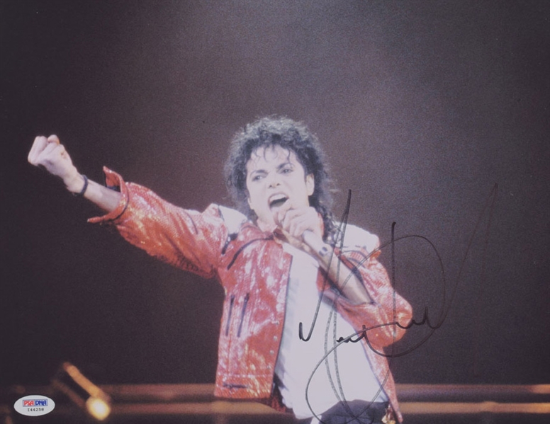 Michael Jackson Signed 11" x 14" On-Stage Thriller-Era Photograph (PSA/DNA)