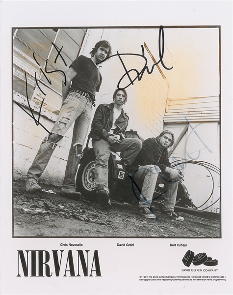 Nirvana Group Signed 8" x 10" Nevermind-Era c. 1991 Promotional Photograph w/ Cobain! (Real/Epperson)