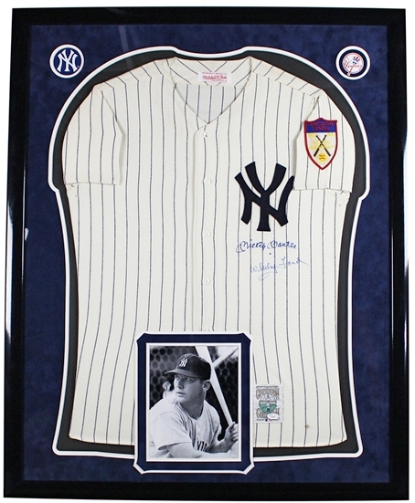 Mickey Mantle & Whitey Ford Dual Signed & Framed Mitchell & Ness Yankees Jersey (JSA)