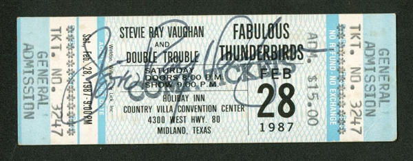 Stevie Ray Vaughan Signed 1987 Concert Ticket (Beckett/BAS)