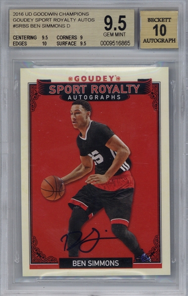 Ben Simmons Signed 2016 Upper Deck Goudey Sport Royalty Auto Rookie Card - BGS 9.5 10 Auto!