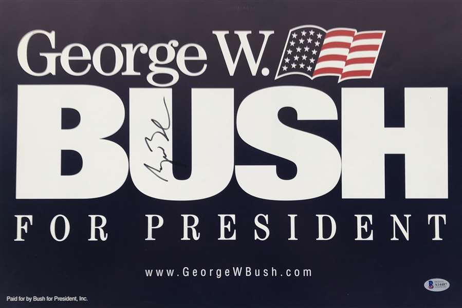 President George W. Bush Signed Campaign Yard Poster (Beckett/BAS)