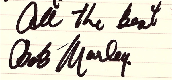 Bob Marley Near-Mint Signed 2" x 3" Album Page w/ "All The Best" Inscription (Beckett/BAS)