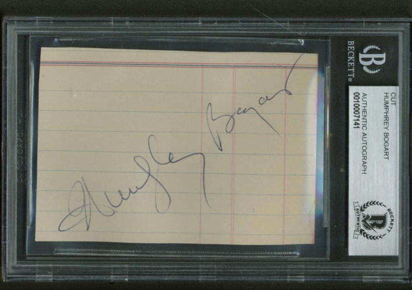 Humphrey Bogart Near-Mint Signed 2.5" x 4.5" Album Page (Beckett/BAS Encapsulated)