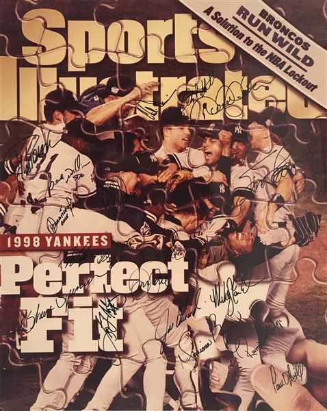 1998 NY Yankees Vintage Team Signed 16" x 20" Sports Illustrated Magazine Photograph (Beckett/BAS)