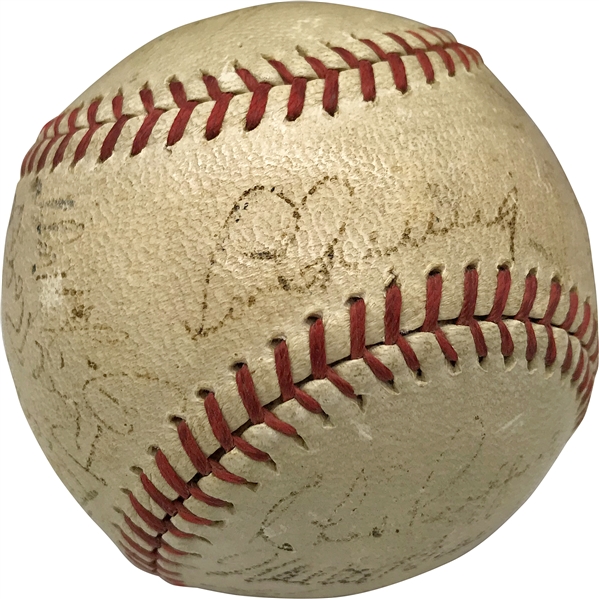 Rookie DiMaggio: 1936 Yankees Team Signed OAL Baseball w/ Gehrig/DiMaggio ULTRA-RARE Dual Display! (SGC)