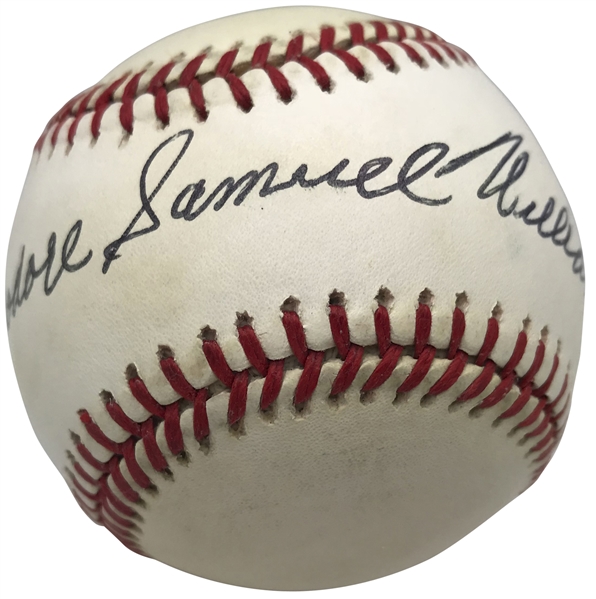 Ted Williams Signed OAL Baseball w/ RARE Full "Theodore Samuel Williams" Autograph (BAS/Beckett Guaranteed)