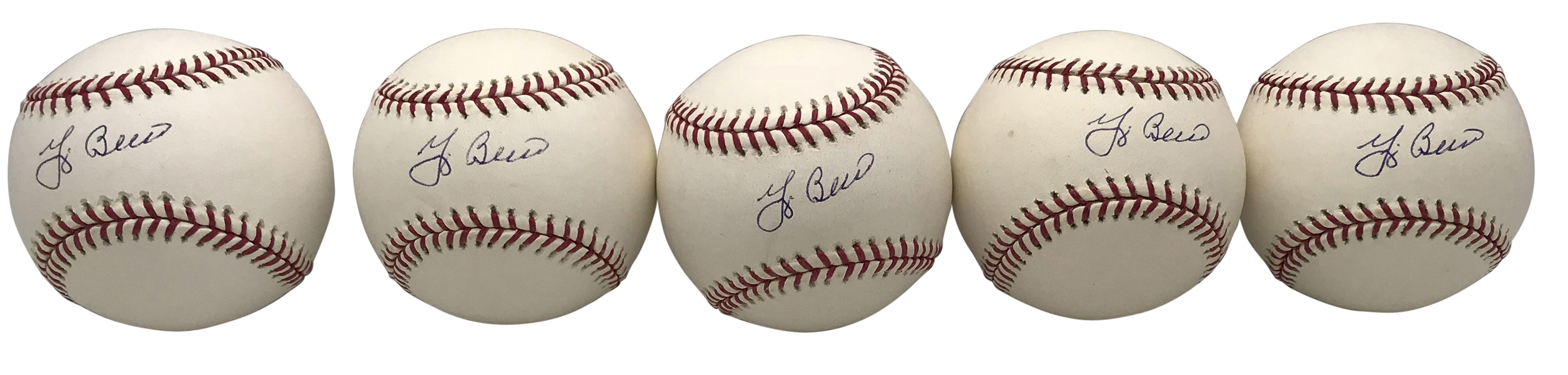 Yogi Berra Lot of Five (5) Signed OML Baseballs (Steiner Sports)