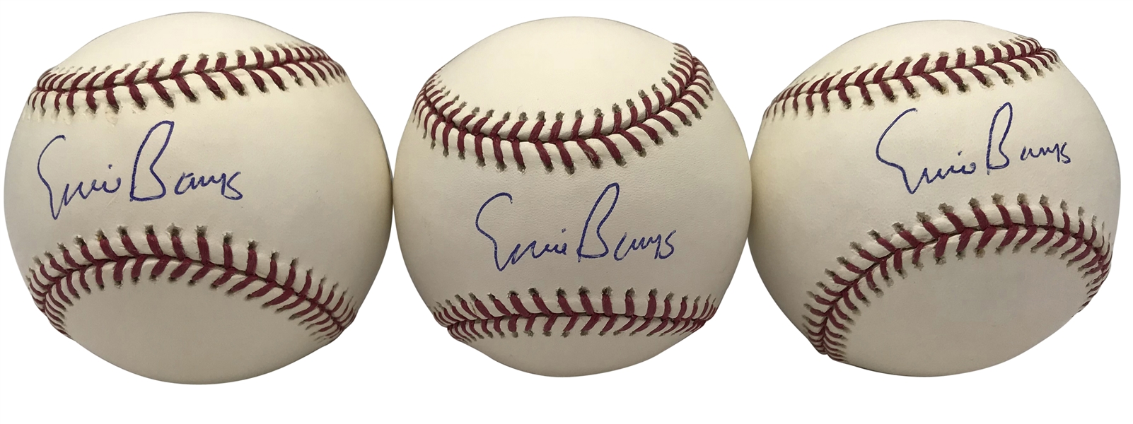Ernie Banks Lot of Three (3) Signed OML Baseballs (Tristar)