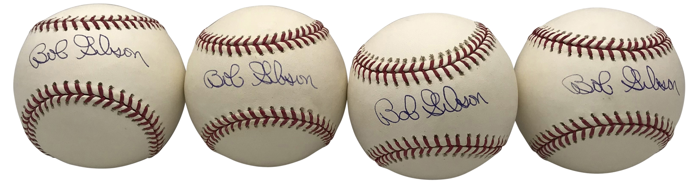 Bob Gibson Lot of Four (4) Signed OML Baseballs (PSA/DNA)