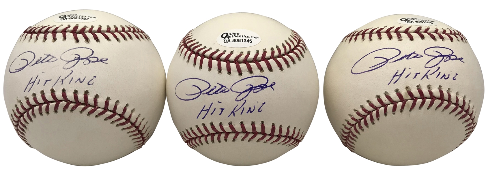 Pete Rose Lot of Three (3) Signed & Inscribed "Hit King" OML Baseballs (Beckett/BAS Guaranteed)